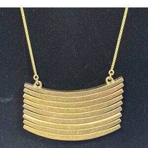 Necklace Gold Tone Double Strand Curved Layered Bars Adjustable Vtg Modern MCM